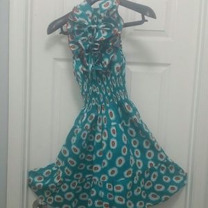 Beautiful Aqua with White African Print Dress